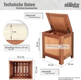 Skrzynia ogrodowa, kufer z poduszką 43 x 55 x 62 cm