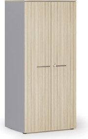 Szafa biurowa z drzwiami PRIMO GRAY, 1781 x 800 x 600 mm, szary/dąb naturalny
