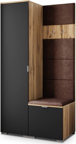 Masseno Garderoba LORI 95/181/51 cm Nowoczesna Szafa do Przedpokoju Dąb wotan, MONOLITH 29 (Brązowy)