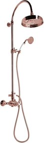 Różowy zestaw prysznicowy z mosiądzu z baterią z termostatem z deszczownicą i słuchawką prysznicową 142 cm Antea – Sapho