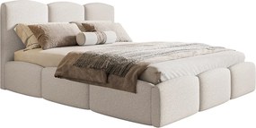 Emporius Roma Slim łóżko 180x200 z grubej pianki - łóżko dwuosobowe z pojemnikiem i stelażem - nowoczesne łóżko 180 x 200, boucle kremowy (Anthology 1)