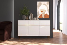 Biała komoda Dancan MARIKA ze złotymi dodatkami