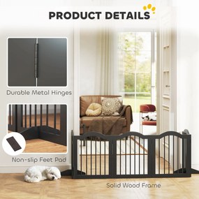 PawHut Bramka dla psa wolnostojące zabezpieczenie z nóżkami, składana bramka, 5 paneli, 261,5 x 29,5 x 61 cm, czarna