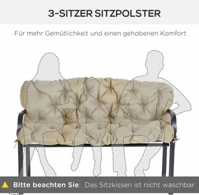 Outsunny Poduszka na ławkę dla 3 osób 150x98x8 cm, z paskami, na meble ogrodowe ławkę huśtawkową, Khaki