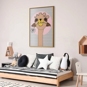 Plakat Wesoła lama 29,7x42 cm z ramą złotą bez marginesu ARTGEIST B