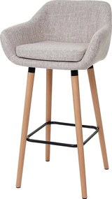 Stołek barowy Vaasa T381,  tekstylny, kremowo-szary