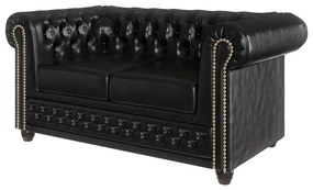 Czarna rozkładana sofa z imitacji skóry 148 cm York – Ropez