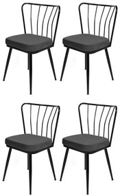 Zestaw krzeseł do jadalni Yildiz Anthracite and Black, 4szt., 4 szt.