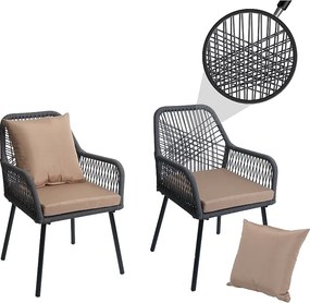 Krzesło ogrodowe MCW-O12 (zestaw 2 sztuk), antracyt, pokrowiec taupe