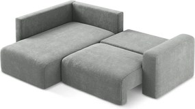 Szary rozkładany/ze schowkiem narożnik z tkaniny szenilowej (lewostronny/w kształcie litery L) Kona – Makamii
