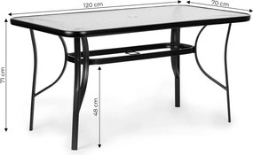 Stół ogrodowy 120x70 cm z otworem na parasol Tulum 094, czarny