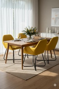 Nowoczesny komplet 2 żółtych tapicerowanych krzeseł B3-D35