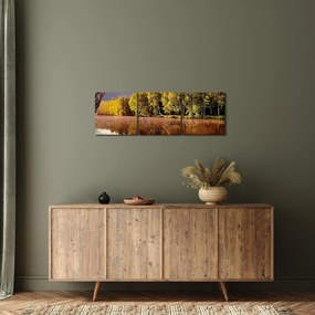 Obraz - Za rzeką (z zegarem) (90x30 cm)