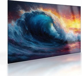 Obraz na szkle - Fala o zachodzie słońca (70x50 cm)