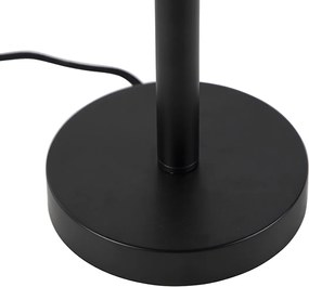 Nowoczesna lampa stołowa czarna z abażurem boucle jasnoszary 35 cm - Simplo