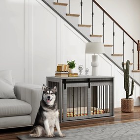 PawHut Klatka dla psa z drzwiami przesuwnymi wentylowana stalowa 98x58x61 cm szara | Aosom PL