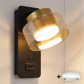 Brilagi - LED Kinkiet z portem USB AURA LUX 1xGX53/30W/230V czarny/złoty