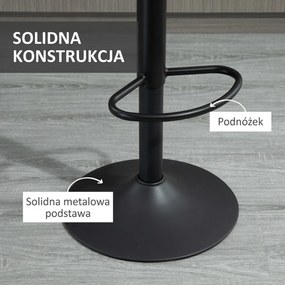 HOMCOM Stołki barowe regulowane retro szare czarne z podnóżkiem wygodne krzesła kuchenne do wyspy | Aosom PL