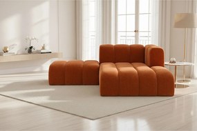 Szezlong z pufą Grand, tkanina Salvador, Brązowy, Prawy