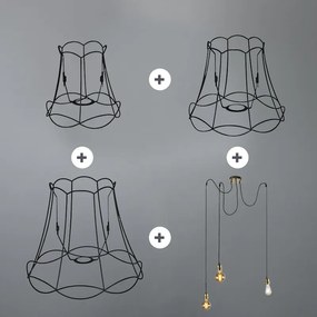 Retro lampa wisząca czarna - Granny Frame 3 Retro Oswietlenie wewnetrzne