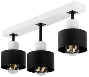 Czarno-biała lampa sufitowa, trzypunktowy spot DSC50x7WE z drewna i me