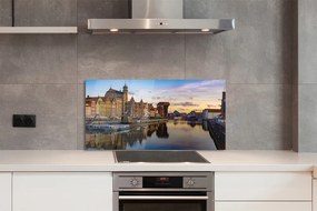 Panel Szklany Gdański Port o Wschodzie Słońca