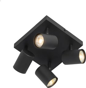 Nowoczesna lampa sufitowa czarna 4-punktowa regulowana kwadratowa - Jeana
