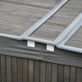 HOMCOM Kosz na bieliznę 100 L z pokrywą, uchwytem, 2 sekcje, wyjmowany worek na pranie, do sypialni, łazienki, wykonany z bambusa, szary