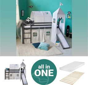 Łóżko piętrowe 90x200 cm szare