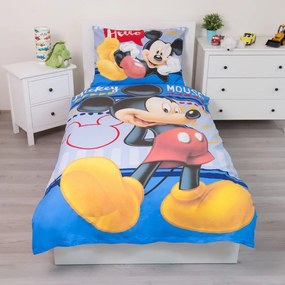 Bawełniana jednoosobowa pościel dziecięca 140x200 cm Mickey "Hello" – Jerry Fabrics