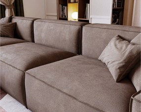 Emporius Figo narożnik w kształcie L - narożnik w nowoczesnym stylu bez pojemnika - prawostronny, tkanina aksamitna, brązowy (Whisper 5)