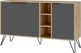 Nowoczesna komoda – 142 x 83 x 35,6 cm – Dąb i antracyt – Melamina