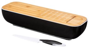 Pojemnik na bagietki z deską + nóż, 40 x 12 cm