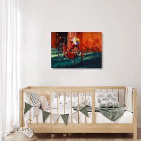 Obraz na szkle czerwonego koła, malowanie akrylowe (70x50 cm)