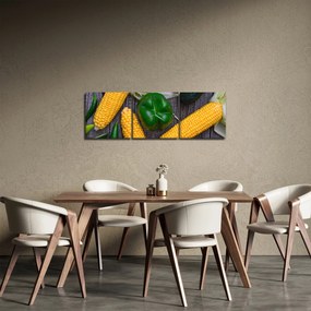 Obraz warzyw (z zegarem) (90x30 cm)