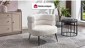 Fotel z białej bukli - CAMEDO