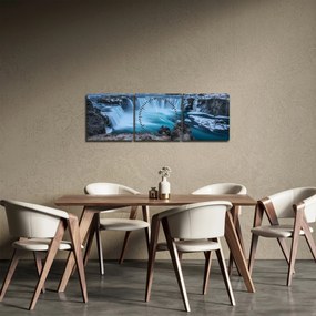 Obraz - Widok na wodospady (z zegarem) (90x30 cm)