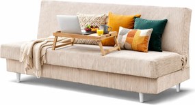 Beżowa tapicerowana wersalka sztruksowa z funkcją spania F6-G54