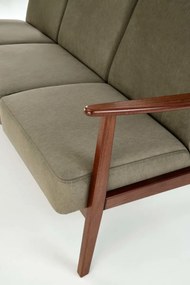 Sofa MILANO 3S oliwkowa/orzech trzyosobowa HALMAR