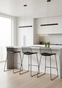 Czarny loftowy hoker barowy z oparciem R9-A11