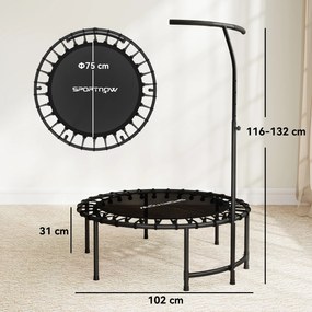 SPORTNOW Trampolina Rebounder, 5-stopniowy regulowany uchwyt, trampolina do treningu, Czarny