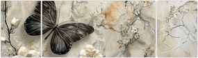 Obraz - Marmurowe tło z motylami (170x50 cm)