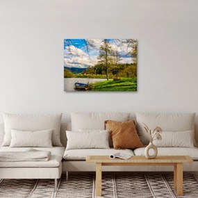 Obraz łodzi nad jeziorem (70x50 cm)