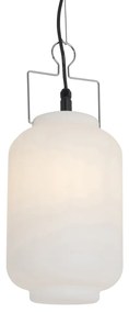 Lampa wisząca zewnętrzna biała 20 cm z wtyczką IP44 - Pion