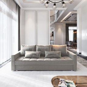 Masseno Sofa SIRO z funkcją spania i pojemnikiem na pościel, Rozkładana sofa - Beżowy, PAROS 02