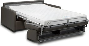 Kanapa 3-osobowa rozkładana typu express z szarej ekoskóry z siedziskiem z pianki z pamięcią kształtu - Powierzchnia spania 140 cm - Materac 14 cm CALIFE