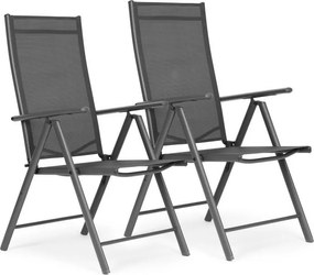 Zestaw 2 składanych krzeseł ogrodowych z regulacją oparcia Napoli, szary