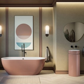 Umywalka z konglomeratu wolnostojąca okrągła 85 x 40 cm RONA Mocha Mousse matt / połysk bez przelewu : Wykończenie - w połysku