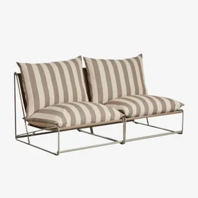 Amaro 2-częściowa Modułowa Sofa Ogrodowa Kremowa Tapioca - Mokka Brąz - Sklum