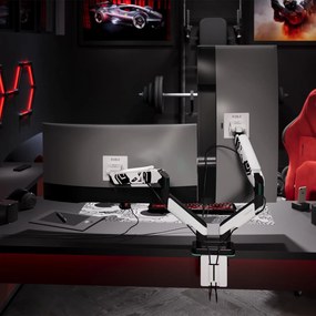 Uchwyt regulowany na 2 monitory 35 cali RGB Diablo X-Arm Dual, biało-czarny